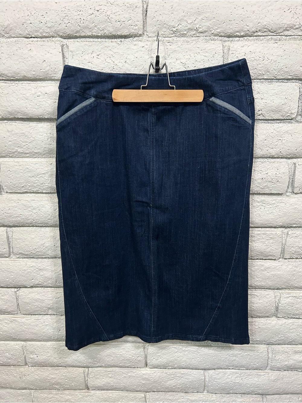CJ Banks Dark Wash Denim‎ Pencil Skirt Stretch Plus Size 16W